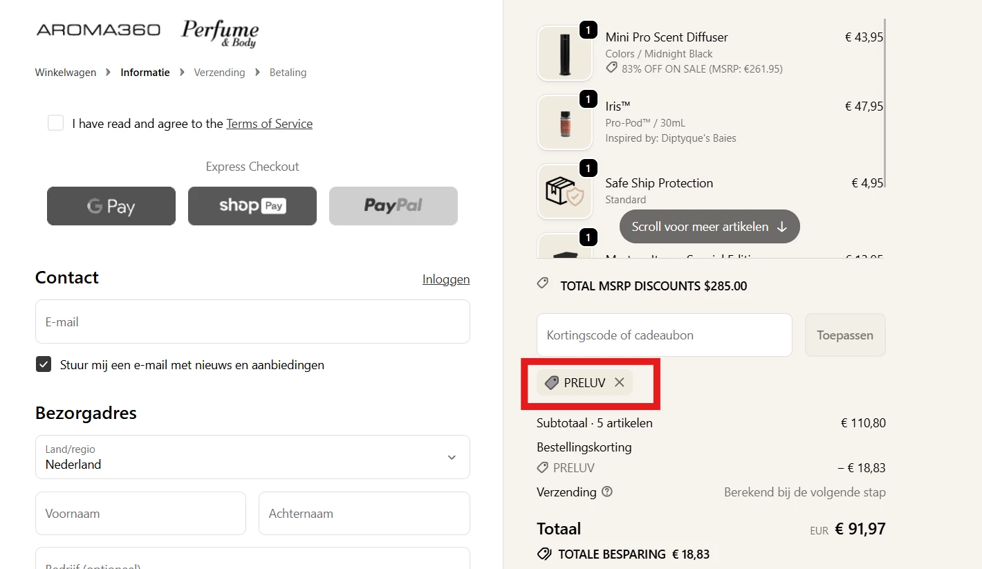 Aroma360 verified Coupon code PRELUV